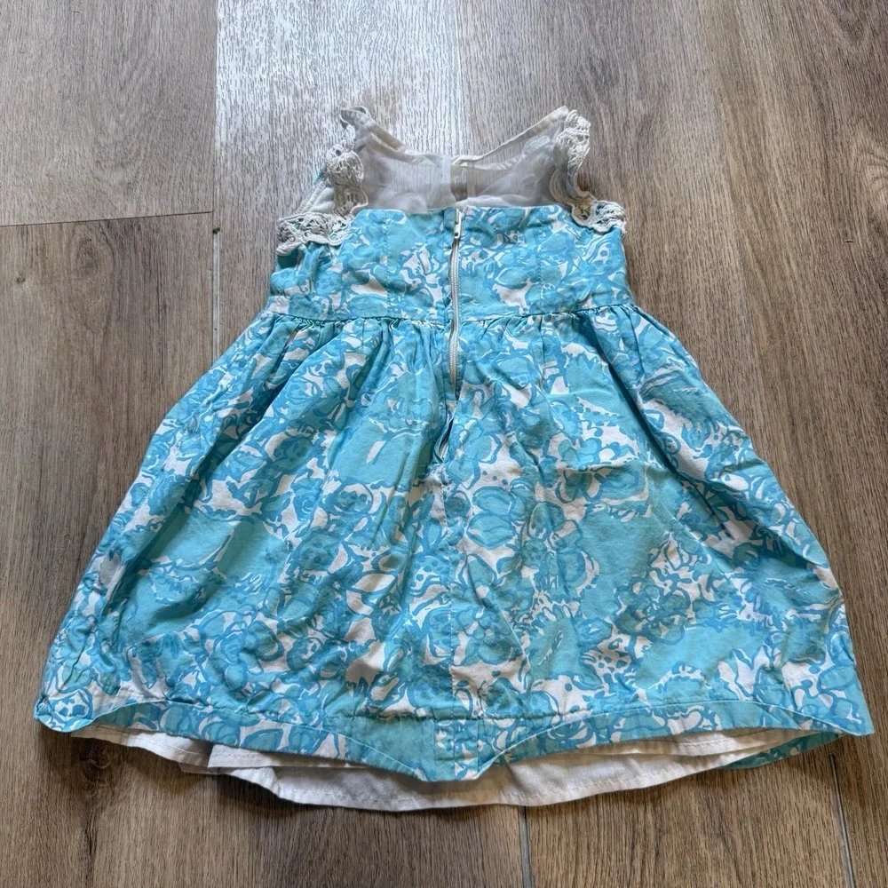 Lilly Pulitzer Girls Sz 3 Dress Blue Print Summer Party Brunch Vacation